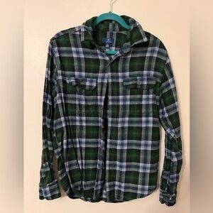 George Men's Green and Blue Plaid Button Down Shirt